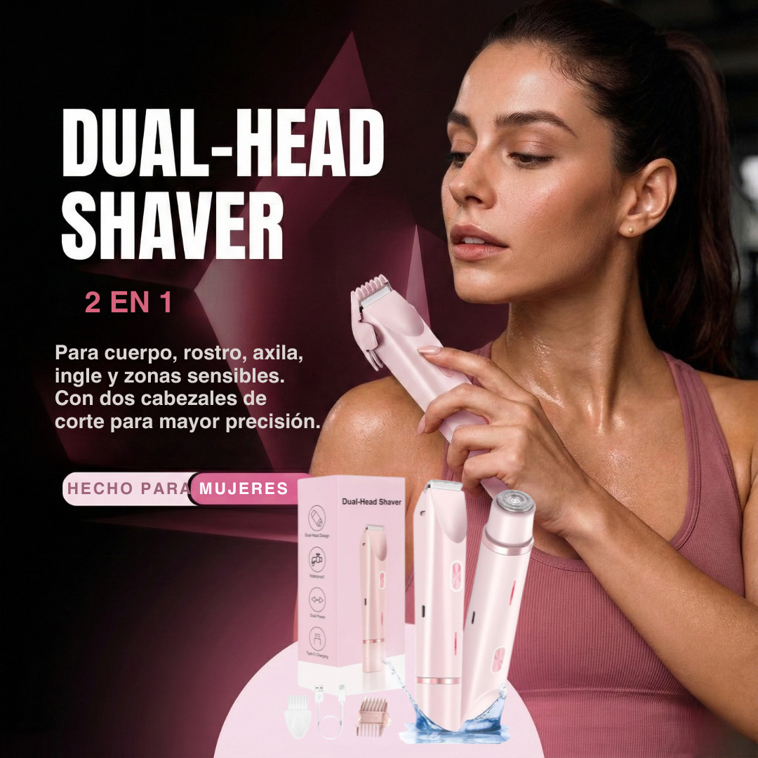 Depiladora eléctrica de doble cabezal 2 en 1 - Alisa la piel con precisión y comodidad